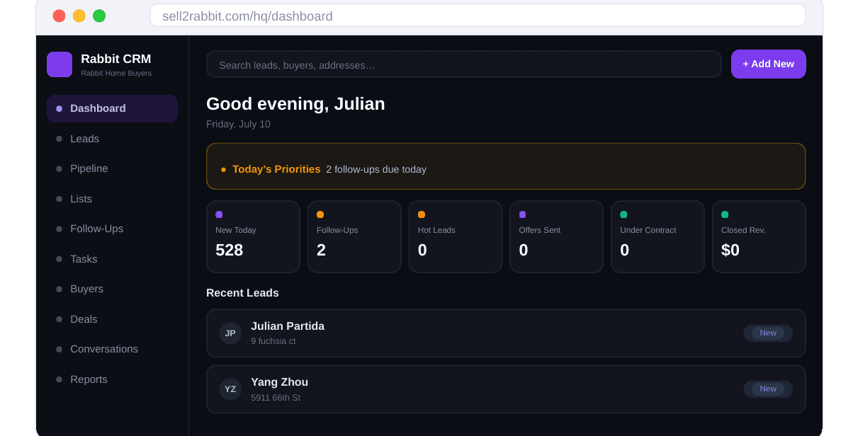 Rabbit CRM screenshot